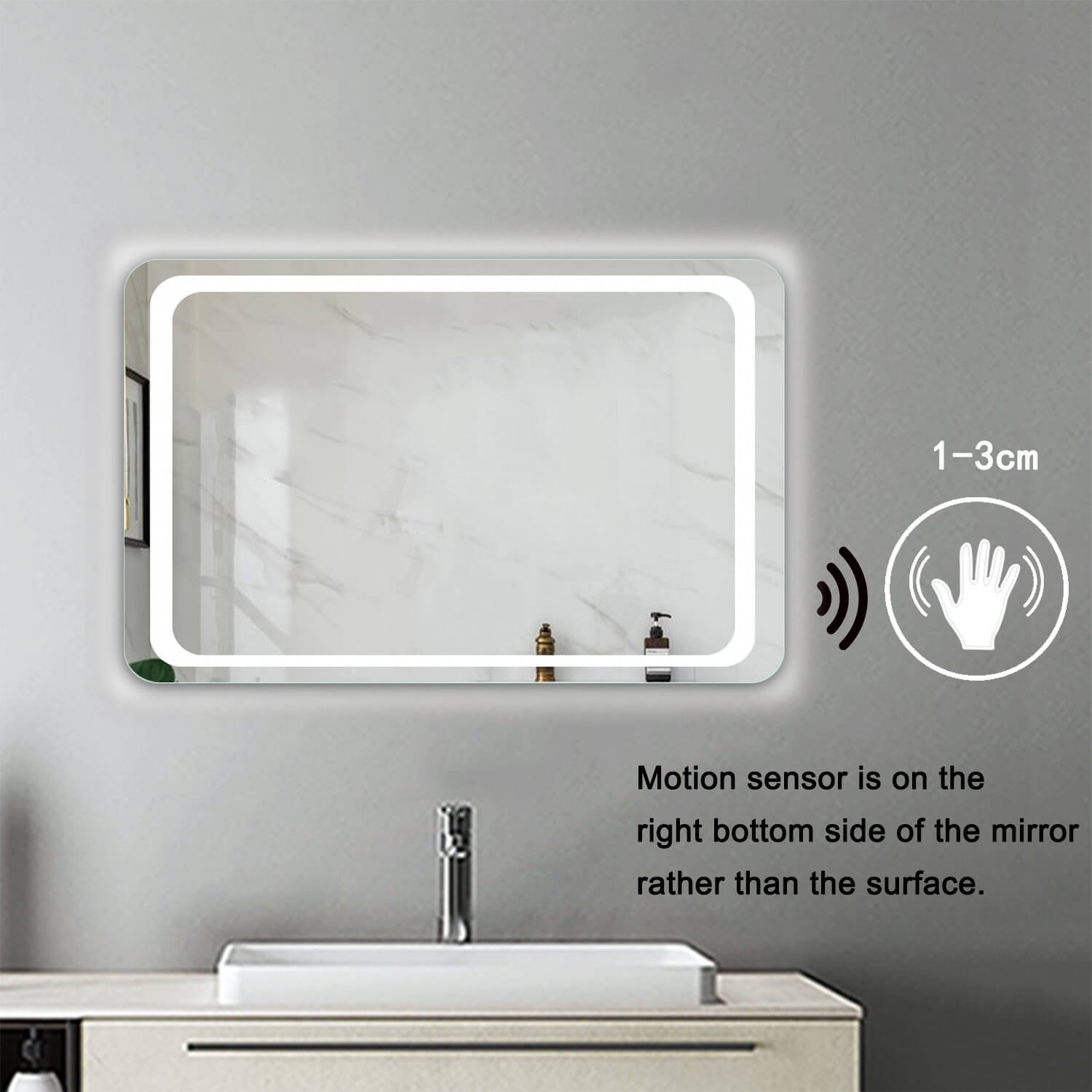 Modern Round LED Bathroom Mirror with Demister Pad 600mm Wall Mounted